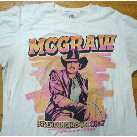 Tim McGraw T-Shirt XL 2024 Standing Room Only Tour Dates Concert Graphic Cotton - Picture 3 of 7